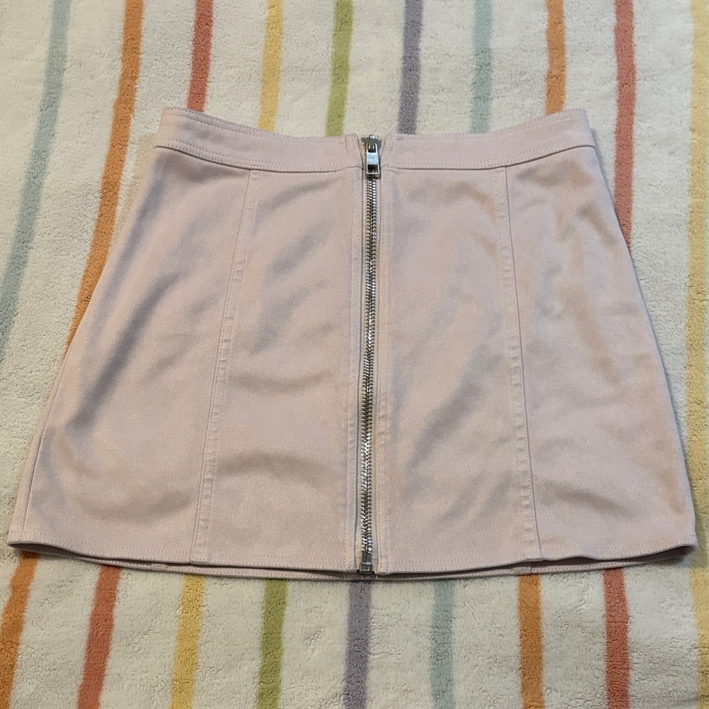 Baby pink Zip-Front Mini Skirt